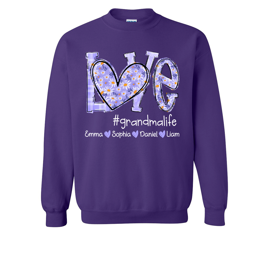 Love Daisy Purple Grandma Life With Kids TH Sweatshirt
