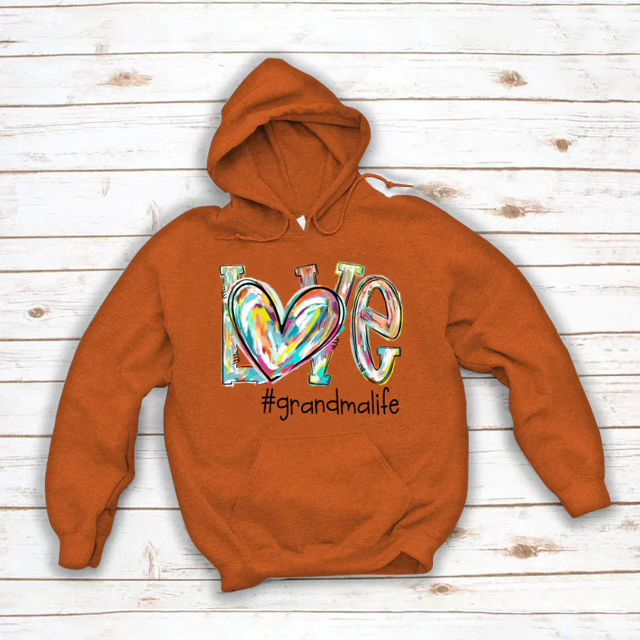 Love Grandma Life Fall Autumn Color Clipart Custom Hoodie
