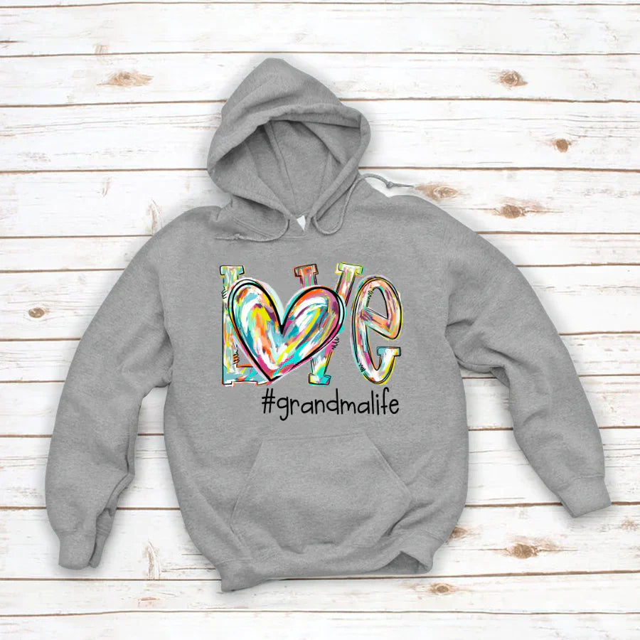 Love Grandma Life Fall Autumn Color Clipart Custom Hoodie