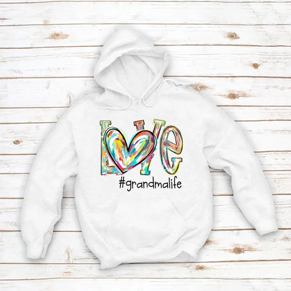 Love Grandma Life Fall Autumn Color Clipart Custom Hoodie