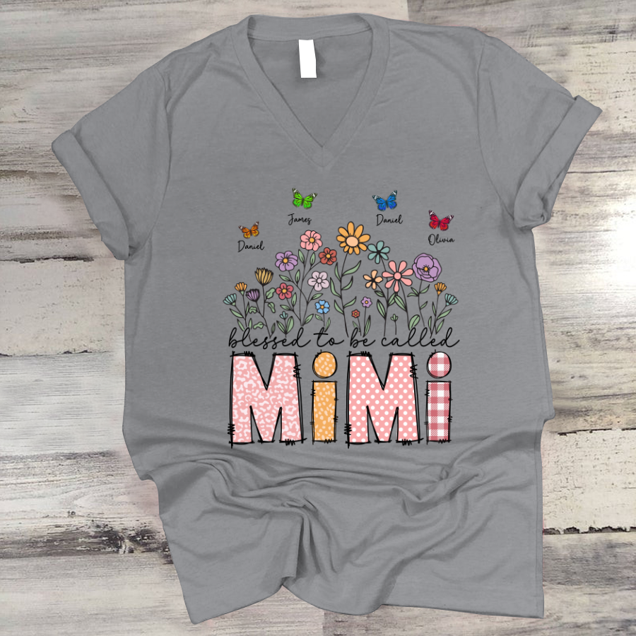 Mimi Floral And Butterfly Custom Mimi And Grandkids Gift For Mothers Day
