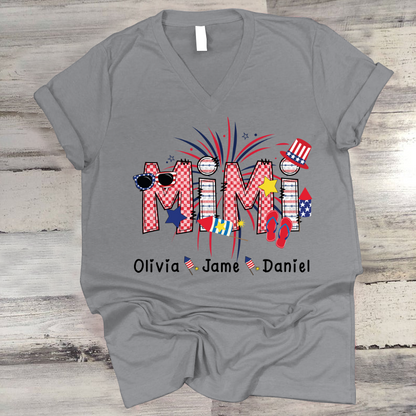 Mimi Patriotic 4th of July Custom Mimi And Grandkids Shirt