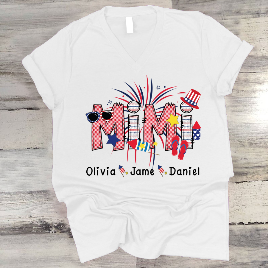 Mimi Patriotic 4th of July Custom Mimi And Grandkids Shirt