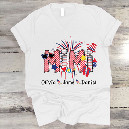 Mimi Patriotic 4th of July Custom Mimi And Grandkids Shirt
