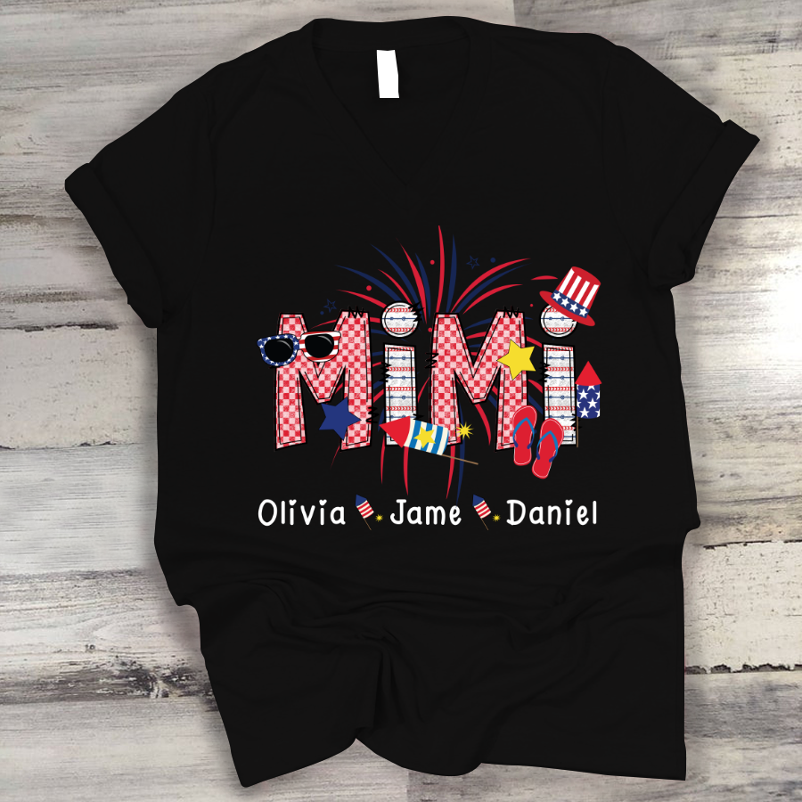 Mimi Patriotic 4th of July Custom Mimi And Grandkids Shirt