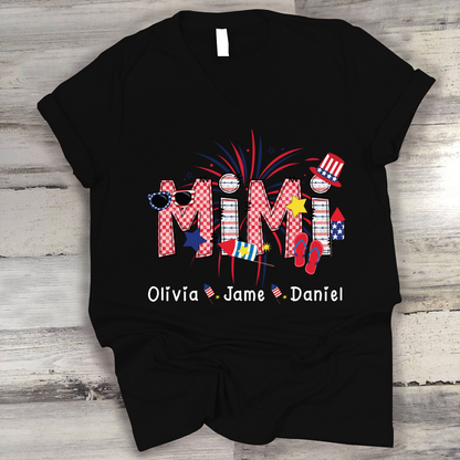 Mimi Patriotic 4th of July Custom Mimi And Grandkids Shirt