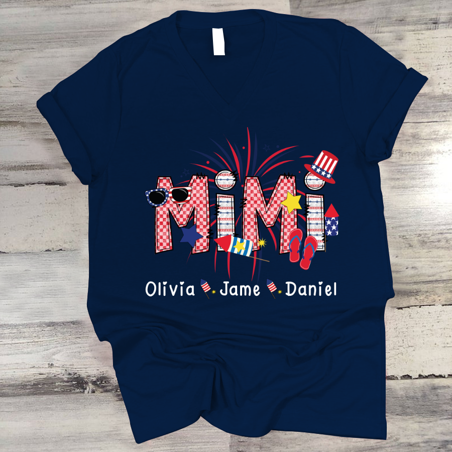 Mimi Patriotic 4th of July Custom Mimi And Grandkids Shirt