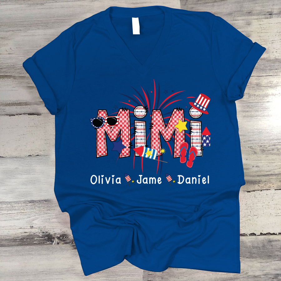 Mimi Patriotic 4th of July Custom Mimi And Grandkids Shirt