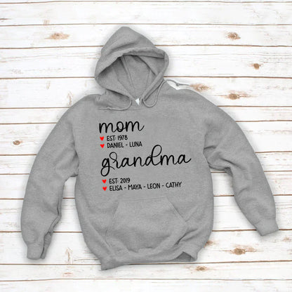 Mom Est Grandma Est And Kid  CTH01 Hoodie
