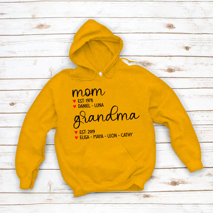 Mom Est Grandma Est And Kid  CTH01 Hoodie