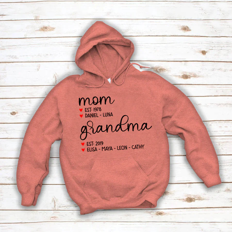 Mom Est Grandma Est And Kid  CTH01 Hoodie