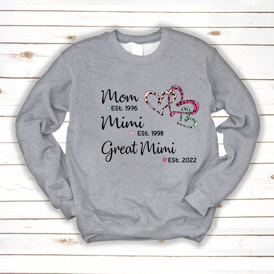 Mom Est Mimi Est Great Mimi Heart Leopard Sweatshirt