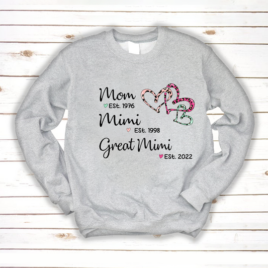 Mom Est Mimi Est Great Mimi Heart Leopard Sweatshirt
