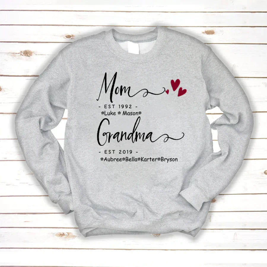 Mom Grandma Family Est Kids VT22120071 Sweatshirt