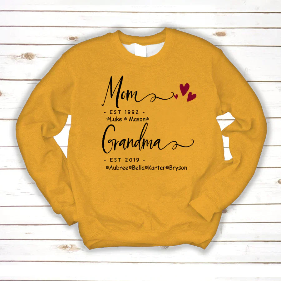 Mom Grandma Family Est Kids VT22120071 Sweatshirt