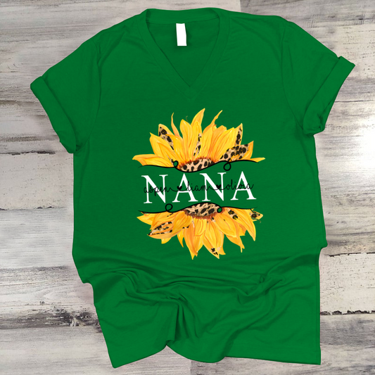 Mother's Day Gift, Sunflower Nana And Kids Custom Name CTH01 V-Neck