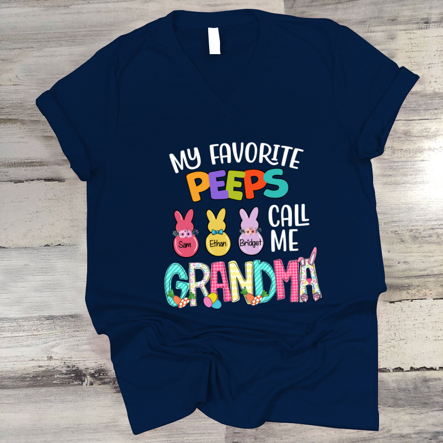 My Favorite Peeps Call Me Grandma Easter Day V-Neck