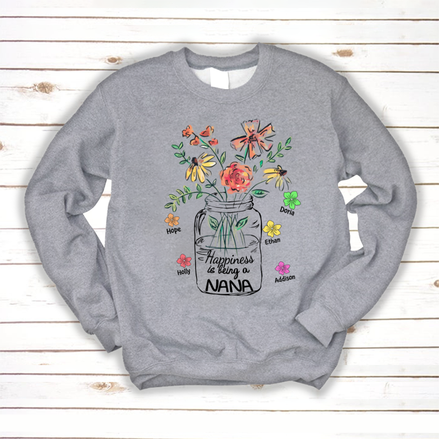 Nana And Grandkids Flowers, Gift For Mother's Day Sweatshirt