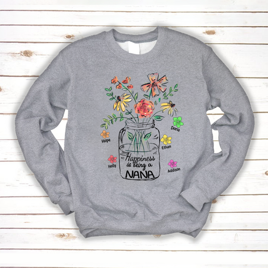 Nana And Grandkids Flowers, Gift For Mother's Day Sweatshirt