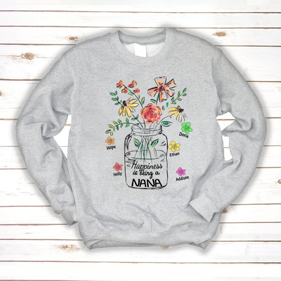 Nana And Grandkids Flowers, Gift For Mother's Day Sweatshirt