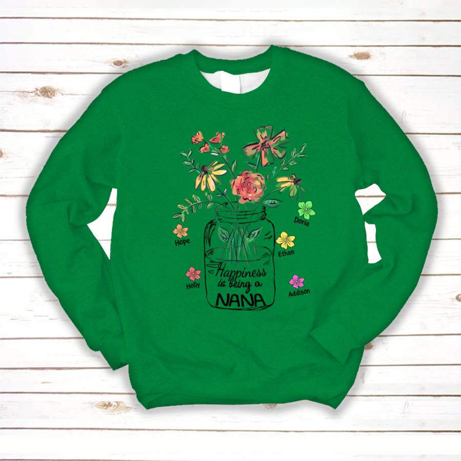 Nana And Grandkids Flowers, Gift For Mother's Day Sweatshirt