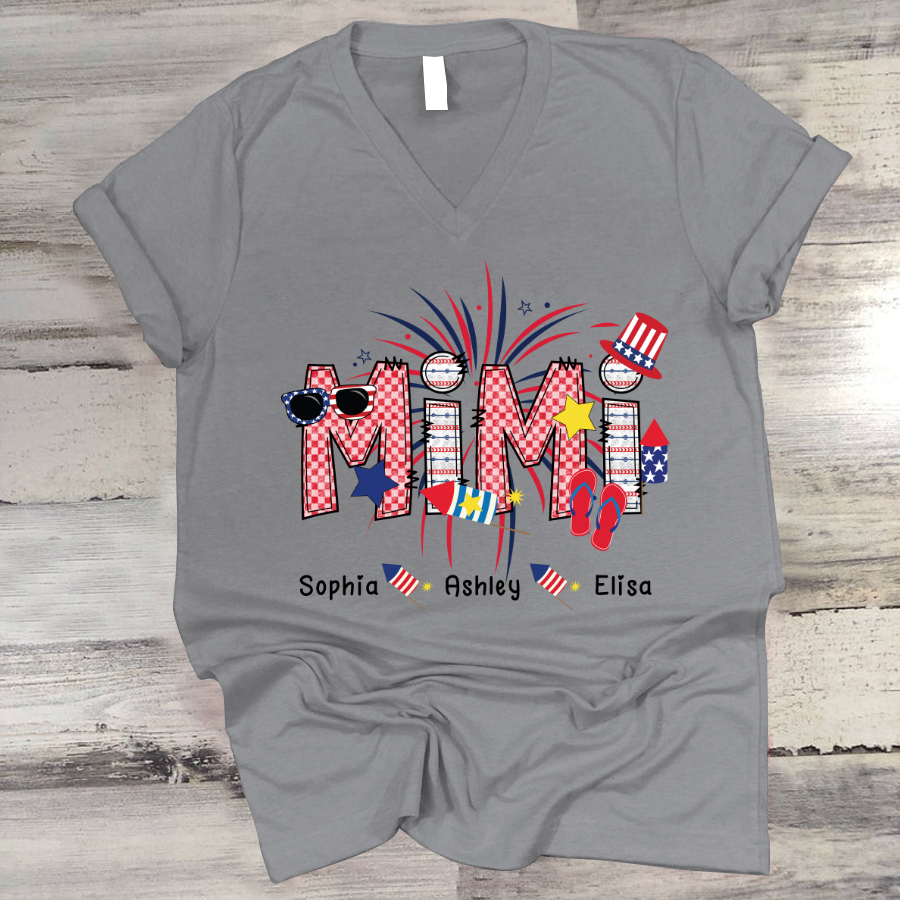 Patriotic Doodle 4th Of July Personalized Mimi And Grandkid Personalized Independence Day Shirt