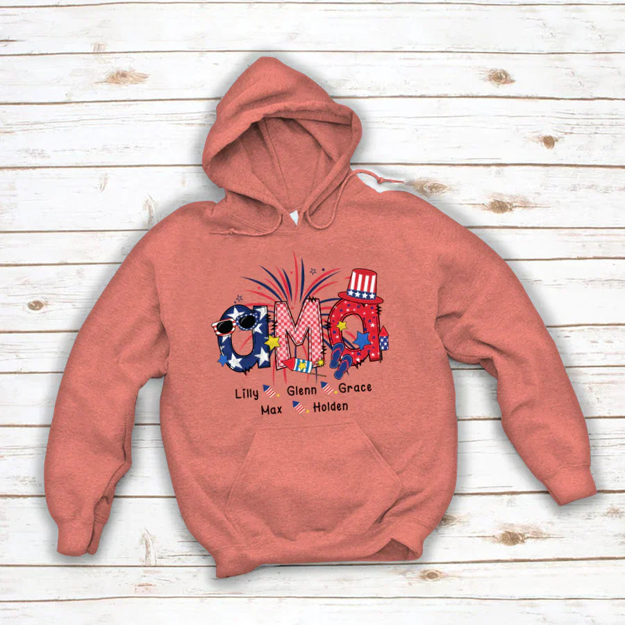 Patriotic Doodle 4th Of July Ama And Grandkid CTH01 Hoodie