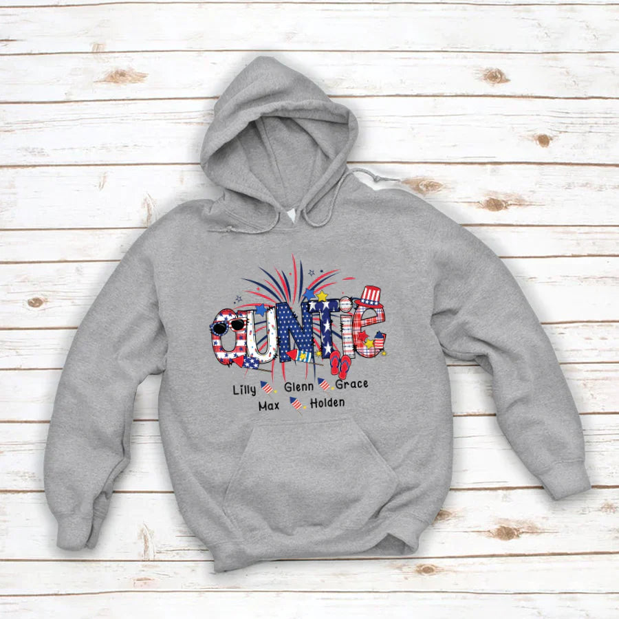 Patriotic Doodle 4th Of July Auntie And Grandkid CTH01 Hoodie
