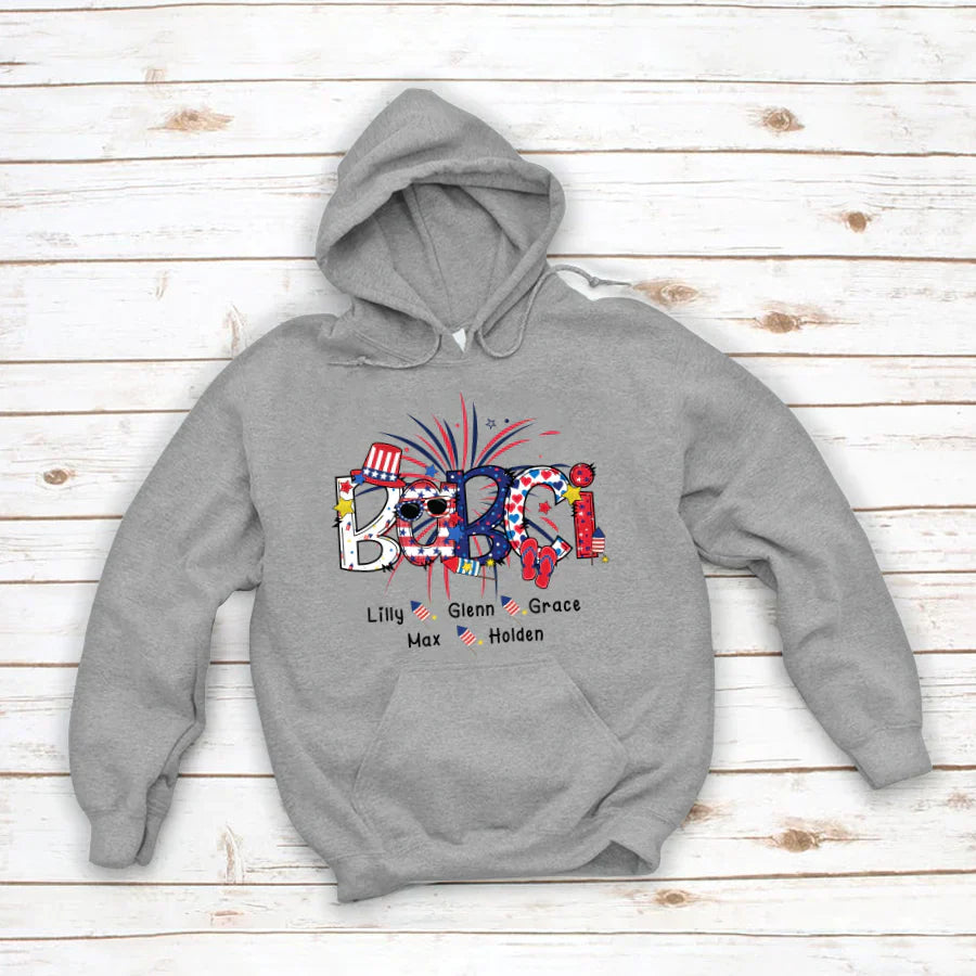 Patriotic Doodle 4th Of July Babci And Grandkid CTH01 Hoodie