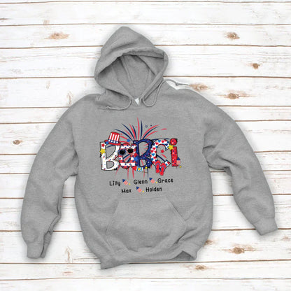 Patriotic Doodle 4th Of July Babci And Grandkid CTH01 Hoodie