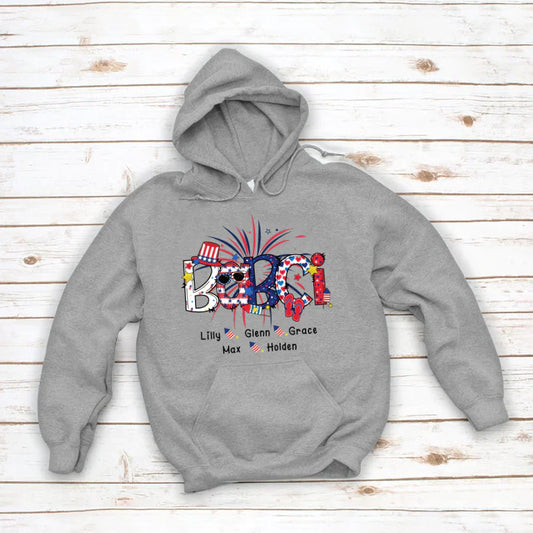 Patriotic Doodle 4th Of July Babci And Grandkid CTH01 Hoodie
