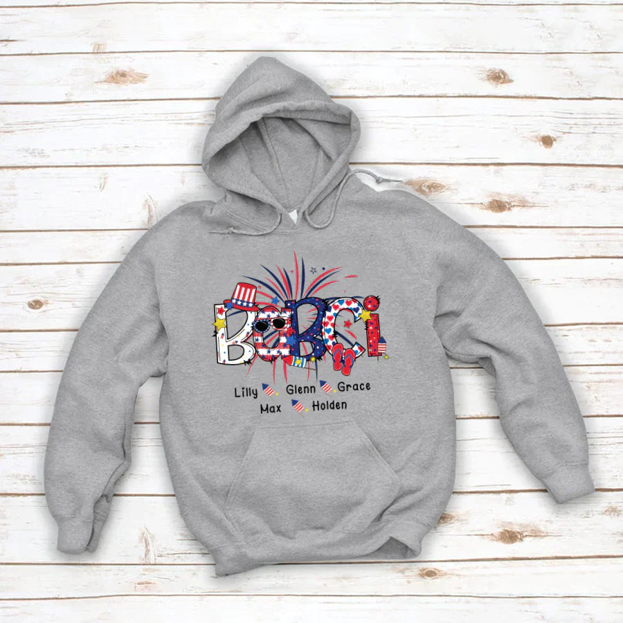 Patriotic Doodle 4th Of July Babci And Grandkid CTH01 Hoodie