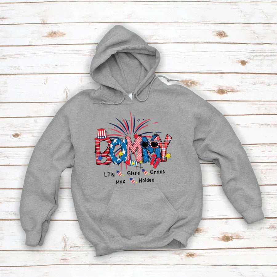 Patriotic Doodle 4th Of July Bammy And Grandkid CTH01 Hoodie