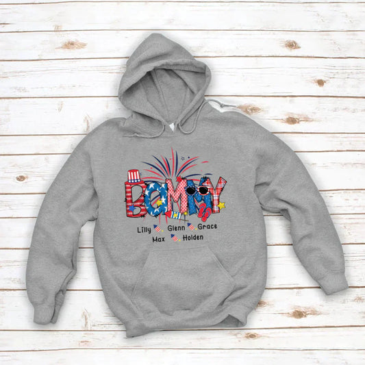 Patriotic Doodle 4th Of July Bammy And Grandkid CTH01 Hoodie