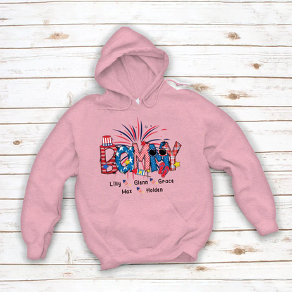 Patriotic Doodle 4th Of July Bammy And Grandkid CTH01 Hoodie