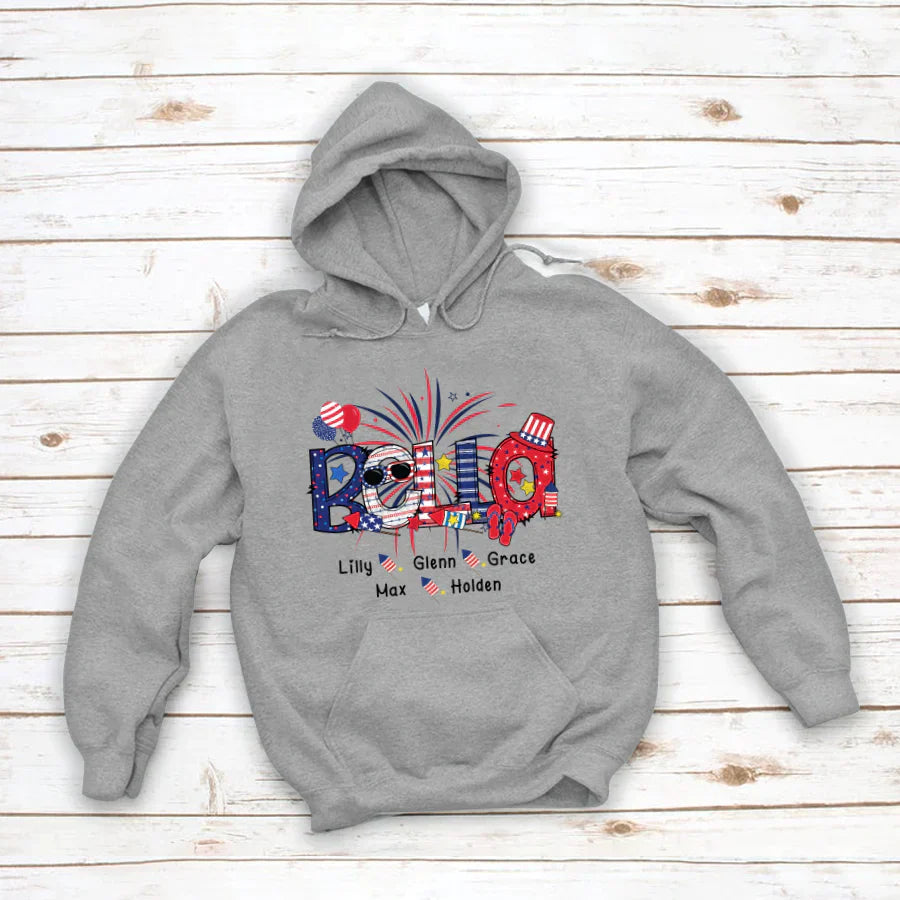 Patriotic Doodle 4th Of July Bella And Grandkid CTH01 Hoodie