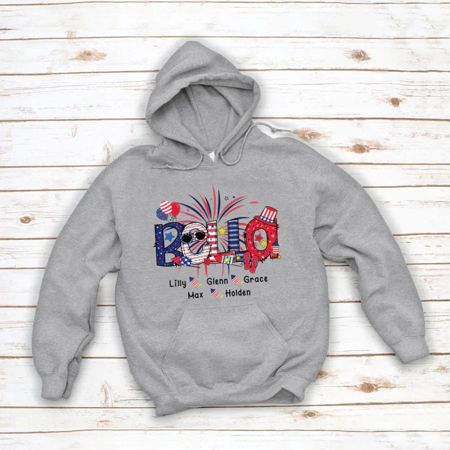 Patriotic Doodle 4th Of July Bella And Grandkid CTH01 Hoodie