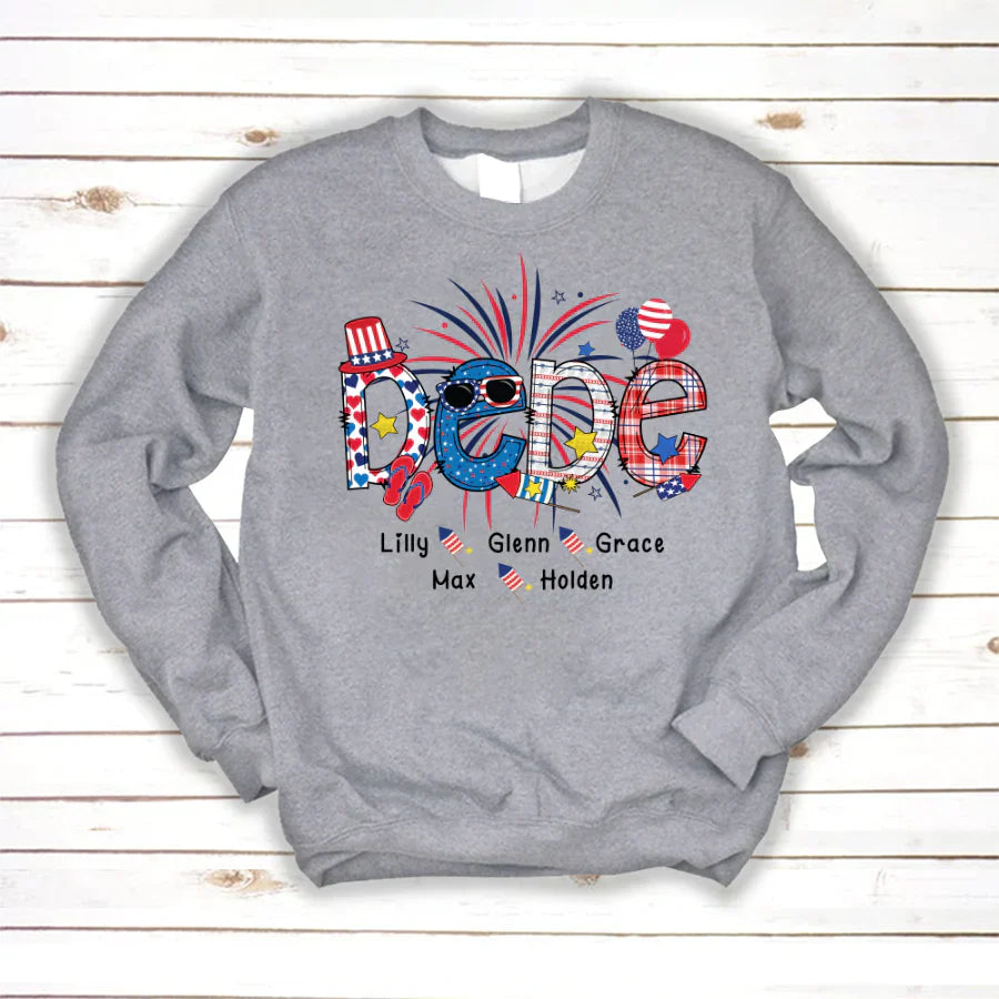 Patriotic Doodle 4th Of July Dede And Grandkid CTH01 Sweatshirt