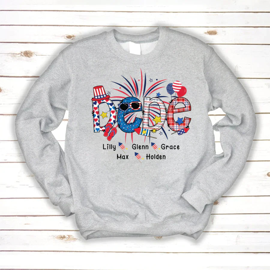 Patriotic Doodle 4th Of July Dede And Grandkid CTH01 Sweatshirt