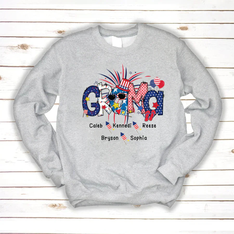 Patriotic Doodle 4th Of July GRAMA And Grandkid CTH01 Sweatshirt