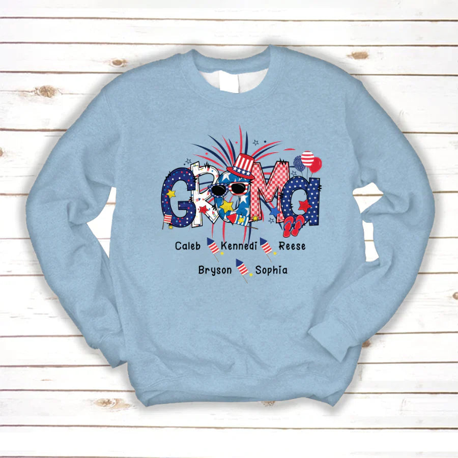 Patriotic Doodle 4th Of July GRAMA And Grandkid CTH01 Sweatshirt