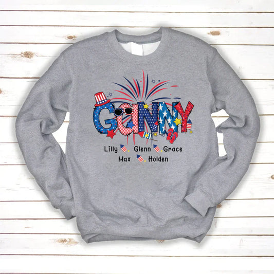 Patriotic Doodle 4th Of July Ganny And Grandkid CTH01 Sweatshirt