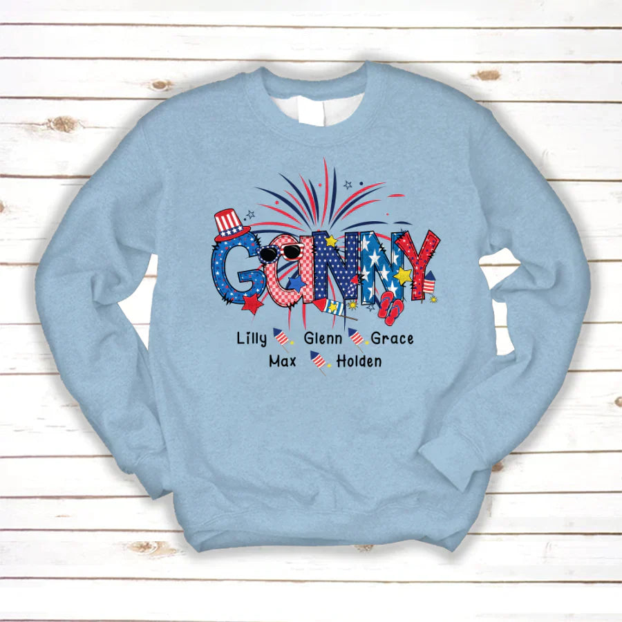 Patriotic Doodle 4th Of July Ganny And Grandkid CTH01 Sweatshirt
