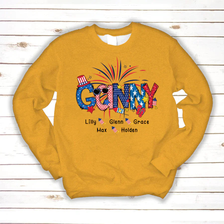 Patriotic Doodle 4th Of July Ganny And Grandkid CTH01 Sweatshirt