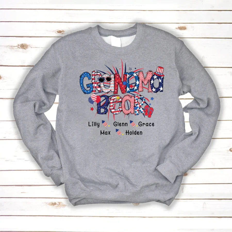 Patriotic Doodle 4th Of July Grandma Bear And Grandkid CTH01 Sweatshirt