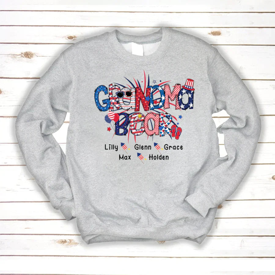 Patriotic Doodle 4th Of July Grandma Bear And Grandkid CTH01 Sweatshirt