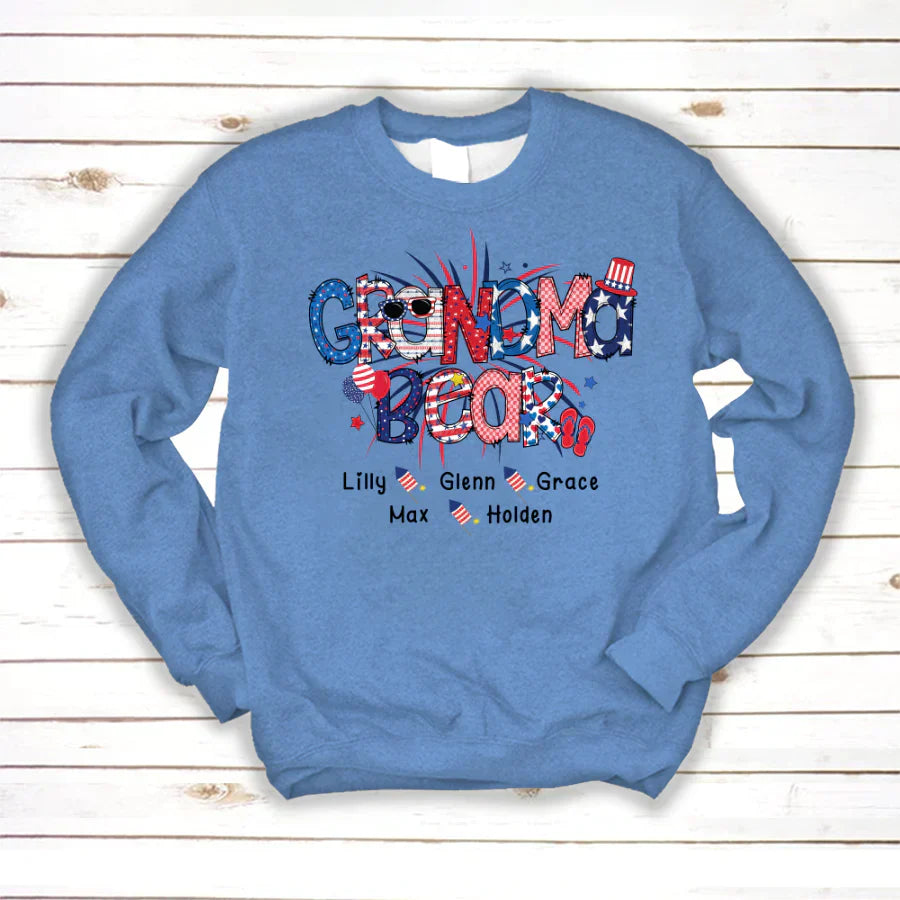 Patriotic Doodle 4th Of July Grandma Bear And Grandkid CTH01 Sweatshirt