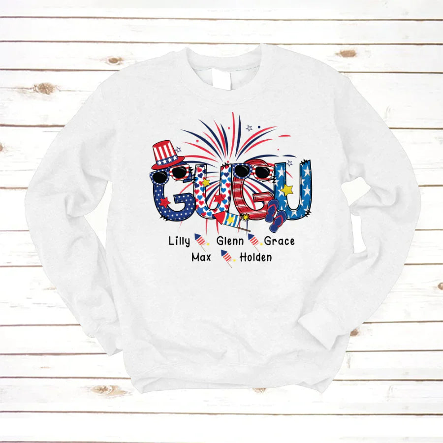 Patriotic Doodle 4th Of July Gugu And Grandkid CTH01 Sweatshirt
