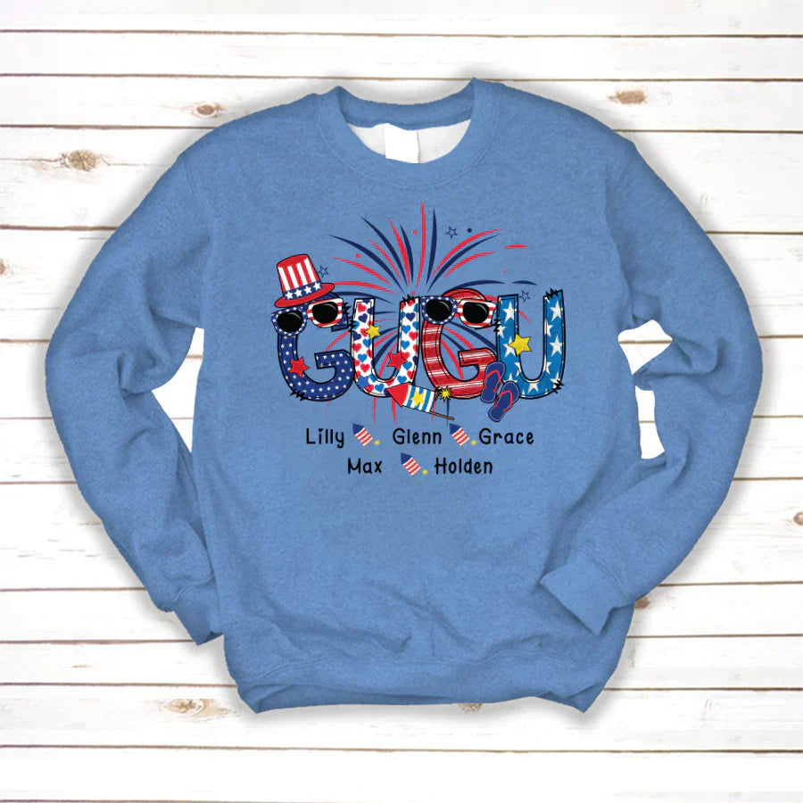 Patriotic Doodle 4th Of July Gugu And Grandkid CTH01 Sweatshirt