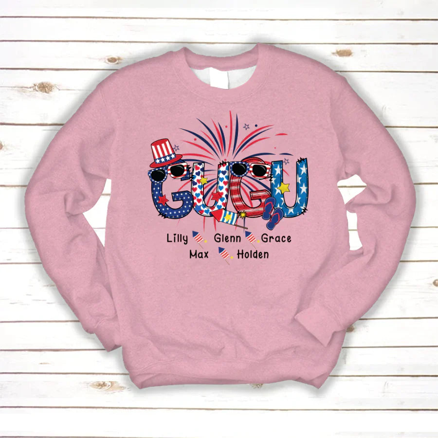 Patriotic Doodle 4th Of July Gugu And Grandkid CTH01 Sweatshirt